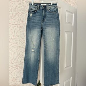 eunina Super High Rise Wide Leg Crop Jeans